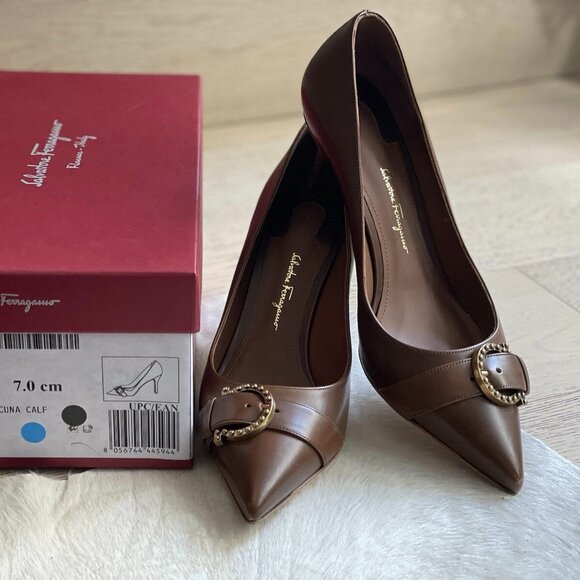 Salvatore Ferragamo Shoes - Salvatore Ferragamo Airola Pump Heel in Brown